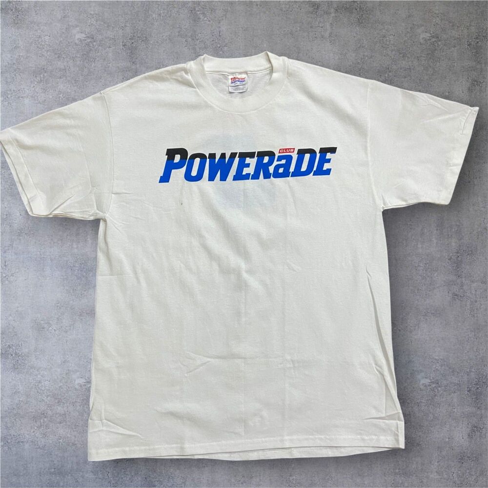 Hanes Heavyweight Vintage Powerade Club Single Stitch Tee White Men's Size Large